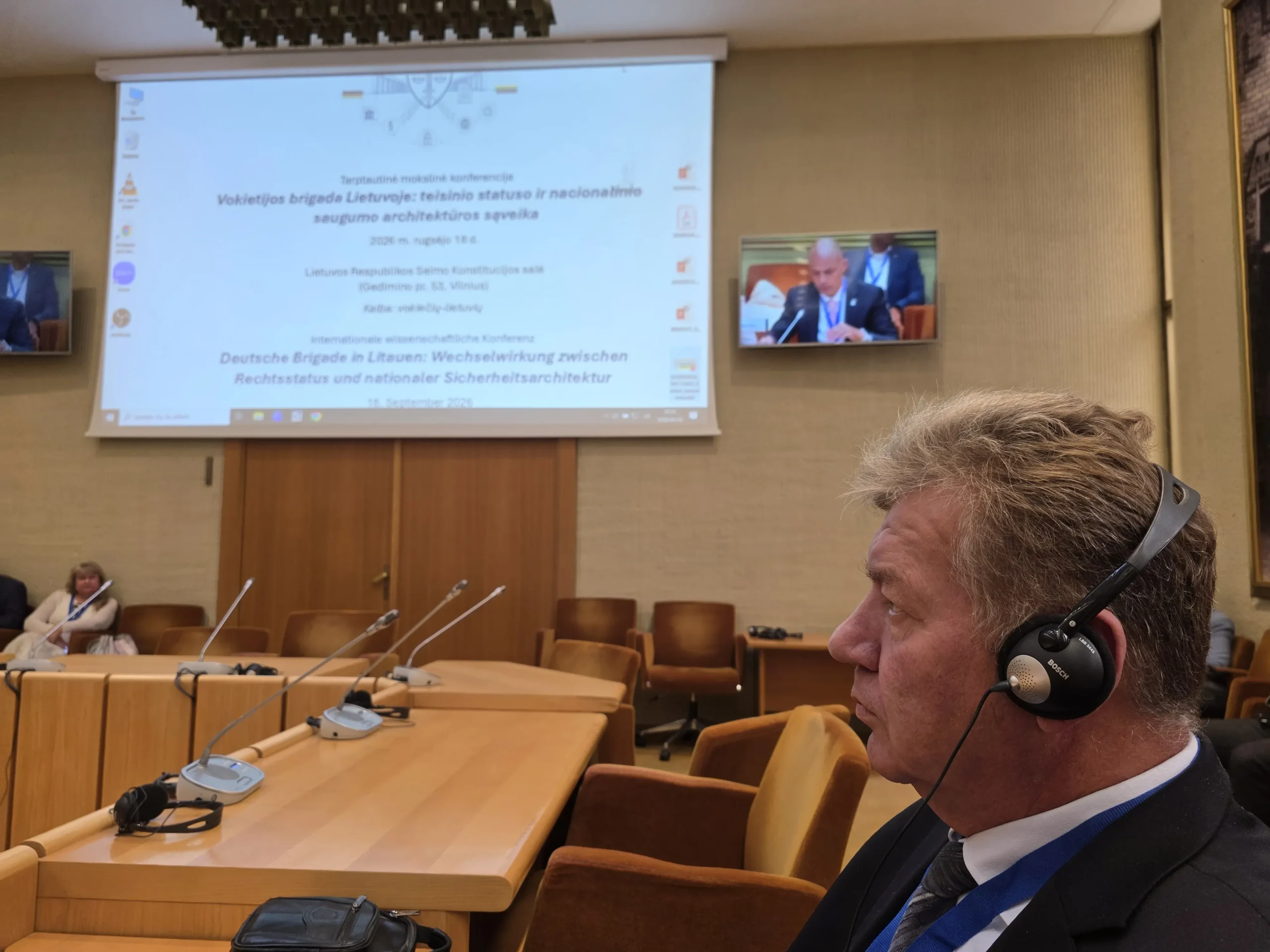 Valdas Tutkus konferencijoje „Vokietijos brigada Lietuvoje: teisinio statuso ir nacionalinio saugumo architektūros sąveika“
